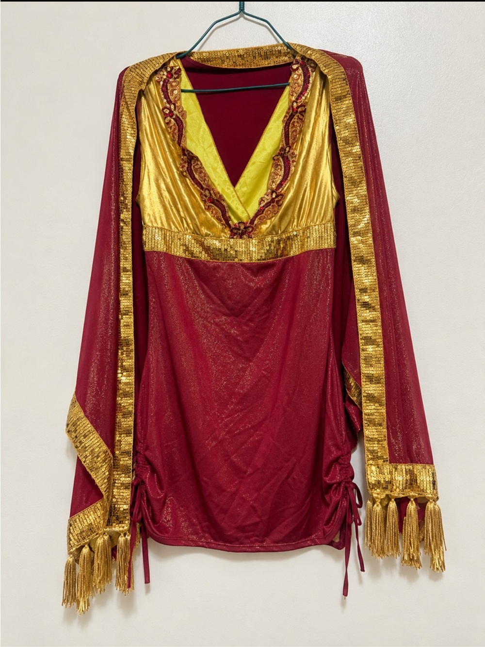 Dreamgirl Burgundy & Gold Sequin Nightdress Set with Matching Shawl/Scarf